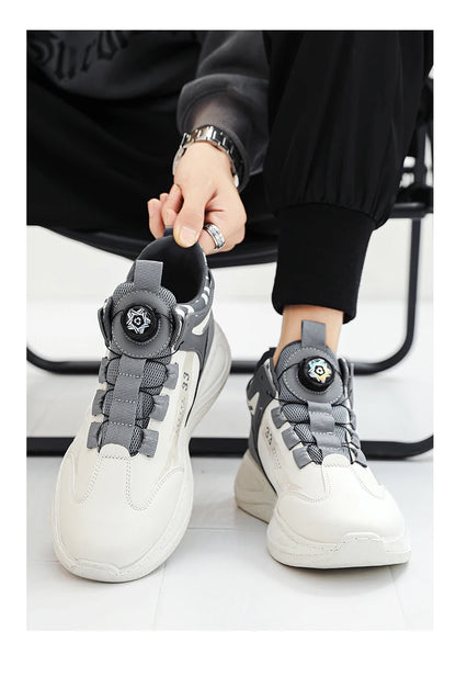 Herren-Sneaker mit drehbarer Schnalle – bequeme, rutschfeste Schnürschuhe für Outdoor-Aktivitäten