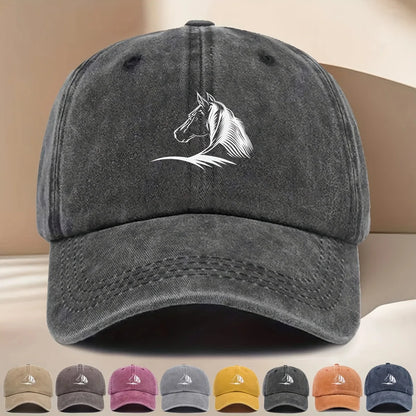 1pc Women's Horse Print Baseball Cap,Elegant Horse Head Design,Durable Textile Fabric,All-Season Casual Hat,suitable for Travel