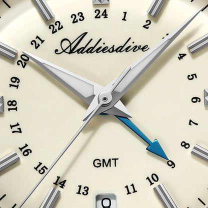 ADDIESDIVE 36mm Men's Analog Watch GMT 515-24H Watch BGW9 Luminous 100m Waterproof Stainless Steel Men's Quartz Watches AD2065