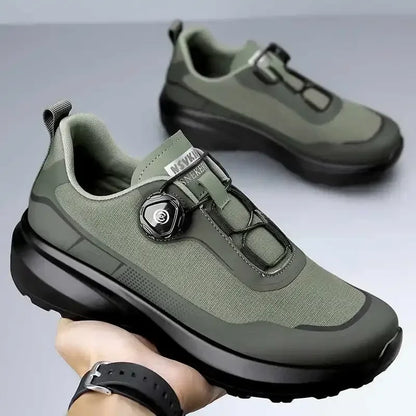 Zapatillas deportivas de running para hombre, ligeras, cómodas y versátiles, de color liso y con cierre ajustable para montañismo