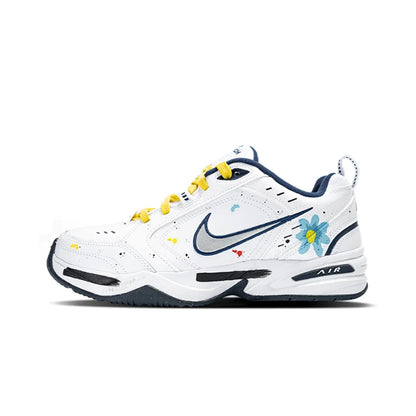 Adidași personalizați Nike Air Monarch 4 Crushed Ice Blue Floral Ink Splatter – pantofi de alergare pentru bărbați, cu talpă joasă