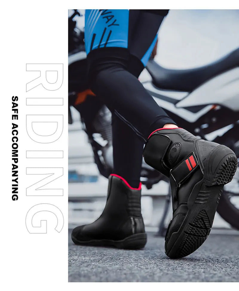 2025 New Men's Motorcycle Boots Outdoors Waterproof Safety Protection Motorcycle Shoes High Quality PU Leather Men Motos Boot