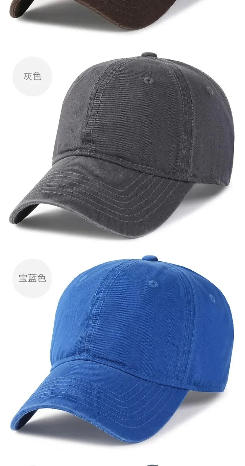 New Solid Color Big Size 63cm Soft Cotton Baseball Caps Men Classic Plus Snapback Cap Ladies High Quality Golf Sun Hat  59-62cm