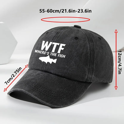 WTF fish print outdoor men's washed baseball cap retro duckbill cap sports casual baseball cap