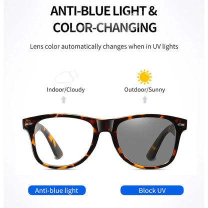 Women Photochromic Glasses Blue Light Blocking Lenses Men Prescription Reading Myopia Eyewear Anti Fatigue PC Eyeglasses Frame