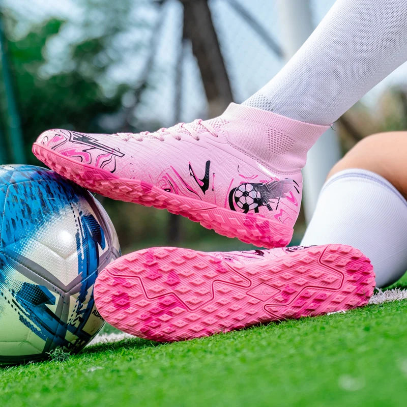 Chaussures de football pour hommes et femmes, crampons antidérapants pour terrain synthétique, baskets de futsal, chaussures de football à crampons pour terrain gazonné, support de cheville, pour l'extérieur