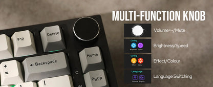 Ajazz AK820 Pro 75% Gasket-mounted Wired/Bluetooth 5.1/2.4G Wireless Mechanical Keyboard with TFT Screen for Win/Mac