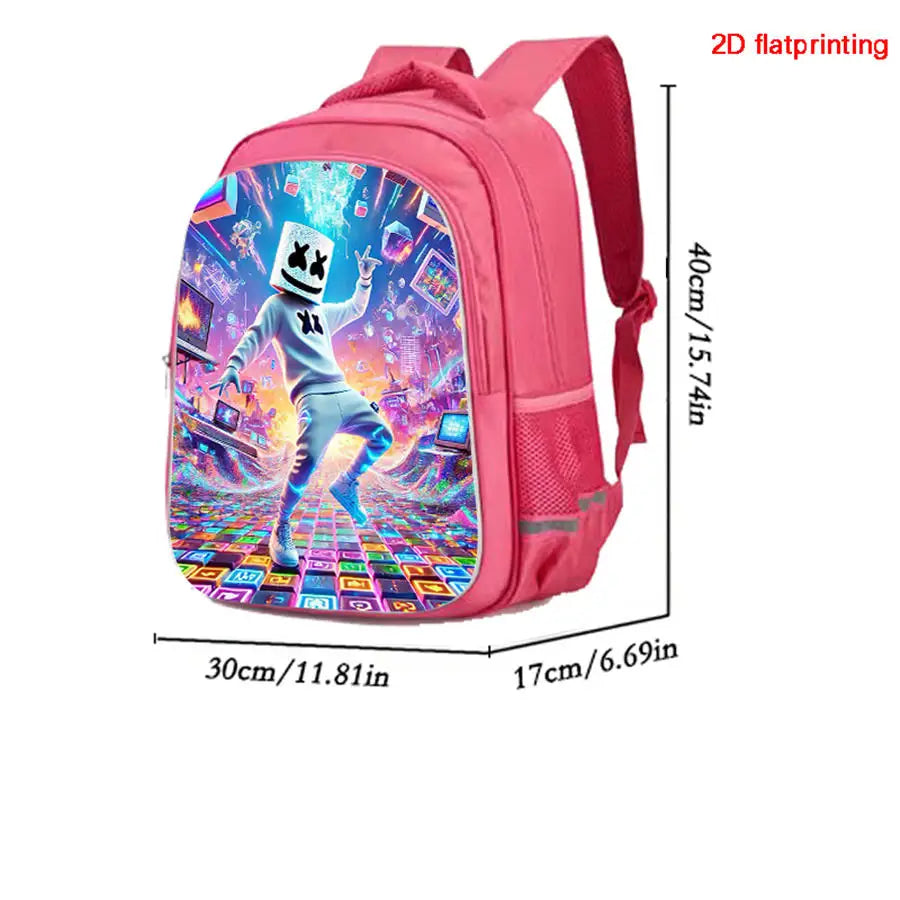 Mochila FORTNITE de 16 polegadas, resistente e leve, bolsos duplos com fecho, estilo cartoon para rapazes e raparigas dos 6 aos 10 anos, porta-chaves 3D impresso grátis