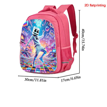 Mochila FORTNITE de 16 polegadas, resistente e leve, bolsos duplos com fecho, estilo cartoon para rapazes e raparigas dos 6 aos 10 anos, porta-chaves 3D impresso grátis