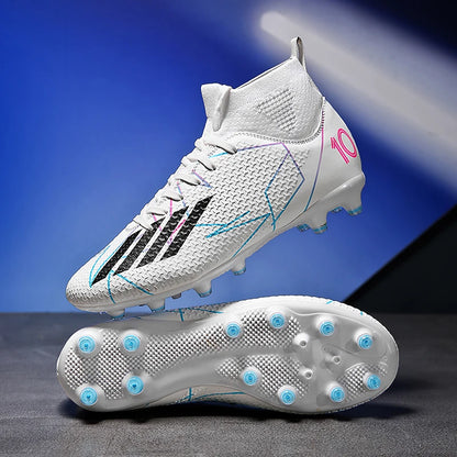 Nouvelles chaussures de football pour hommes, chaussures de sport antidérapantes ultralégères à haute cheville pour l'extérieur, chaussures de futsal antidérapantes pour l'intérieur, chaussures de football de haute qua