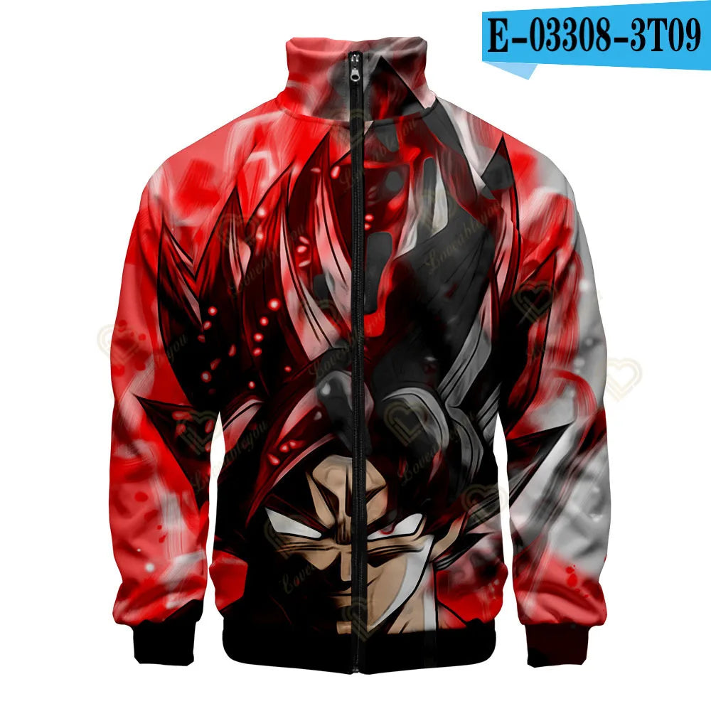 New Fashion Dragon Ball Print Stand Collar Zipper Hoodie Men Women Zipper Hoodies Jackets Long Sleeve Sport Hip Hop Sweatshirts