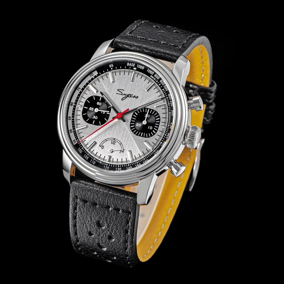 Sugess Men's Pilot 1963 Wristwatch ST1906 Chronograph Handwind Movement Domed Sapphire Waterproof Power Reserve Lume V2