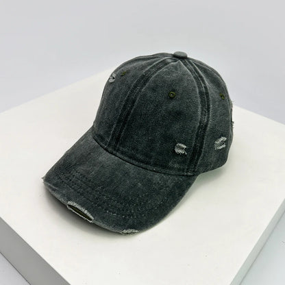 New Unisex Broken Style Solid Baseball Hats Breathable American Vintage Sunshade Simple Peaked Cap Versatile Fashion Casual ins