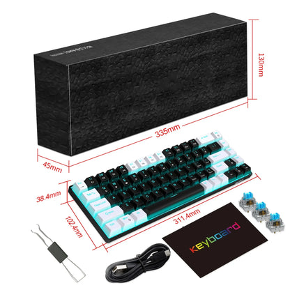Glo 68 Keys Mechanical Keyboard Ergonomics RGB Backlit LED Hot Swappable Blue Switch Gaming Keyboard for PC Laptop Office