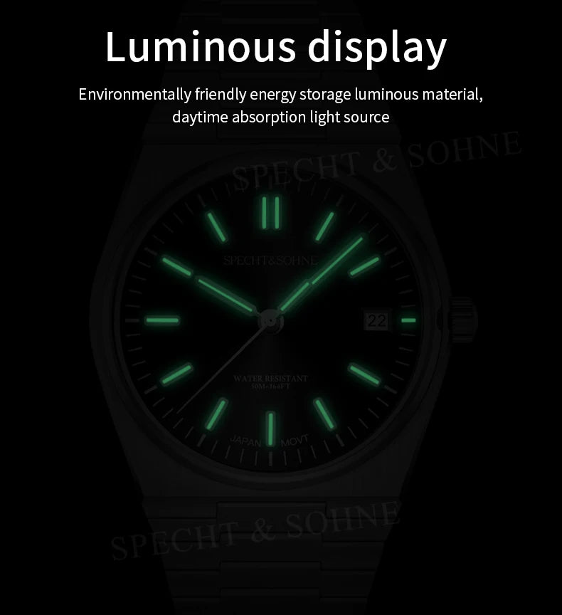2025 New Arrivals Specht&Sohne Men's Watches Stainless Steel Sapphire Classic Quartz Men Watch Relogio Masculino 100M Waterproof