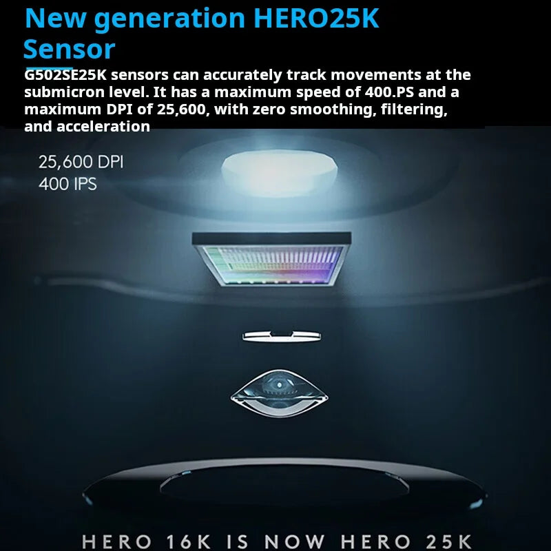 Logitech G502 HERO trådbunden gamingmus för e-sport, mekanisk mus med RGB-belysning, justerbar balans och programmerbara makron för Battle Royale
