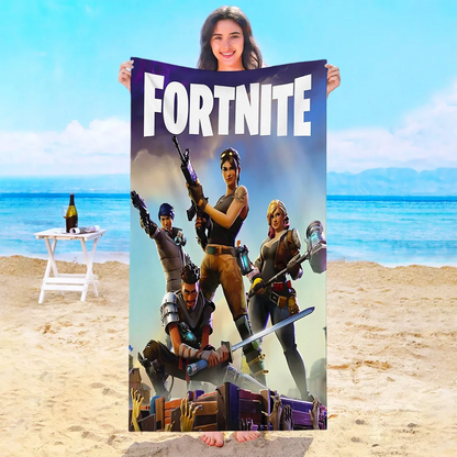 Toalha de Praia Game F-Fortnites em Microfibra para Hotel, Casa de Banho, Sauna, Spa, Praia, Viagem, Piscina, Casa, Banho de Bebé, Ginásio e Duche