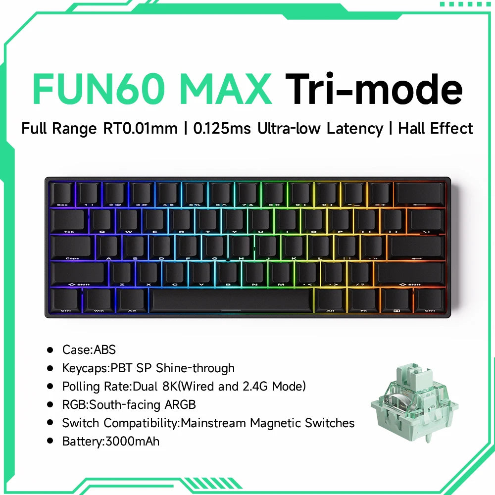 Akko MonsGeek FUN60 PRO&MAX HE Mechanical Keyboard Magnetic Switch 60% Gaming Keyboard Rapid Trigger 8K Custom Keyboard