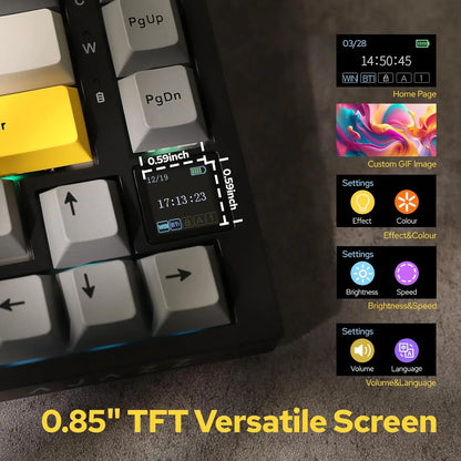AK820 PRO AJAZZ 0.85TFT Screen Mechanical Keyboard Custom GlF image 3 Modes Hot-Swap