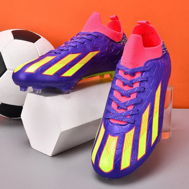Professional Men Ankle Football Boots Outdoor Grass Cleats Unisex Soccer Shoes Long Spikes FG Football Shoes Chuteira Society