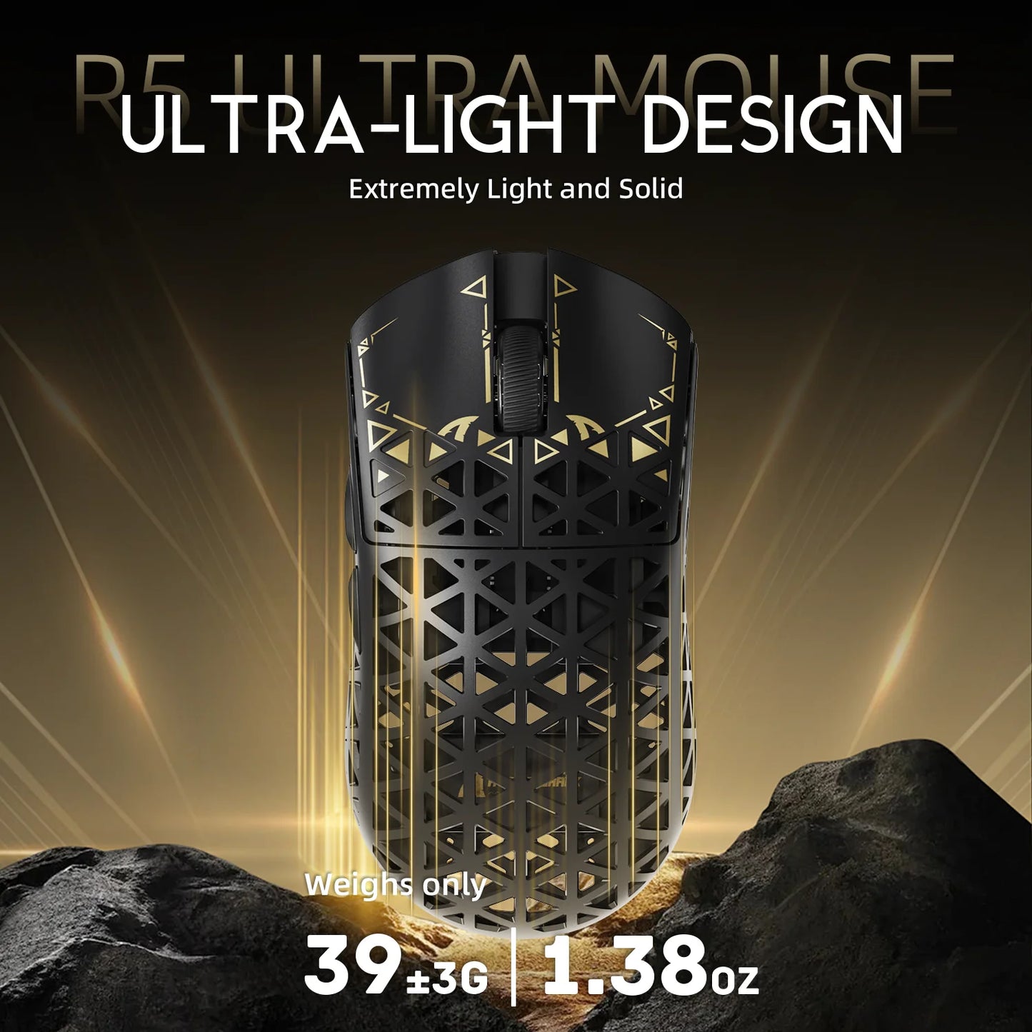 ATTACK SHARK R5Ultra Carbon Fiber trådløs 8K PAW3950MAX gamingmus med 8K spiralkabel,