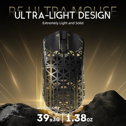 ATTACK SHARK R5Ultra Carbon Fiber trådløs 8K PAW3950MAX gamingmus med 8K spiralkabel,