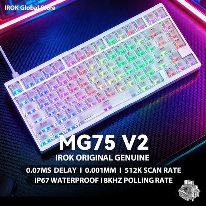 IROK MG75 V2 MG75V2 Aluminum Magnetic Gaming Mechanical Keyboard Rapid Trigger 0.07ms 8KHz 0.001mm 512K Scan rate Gamer Keyboard