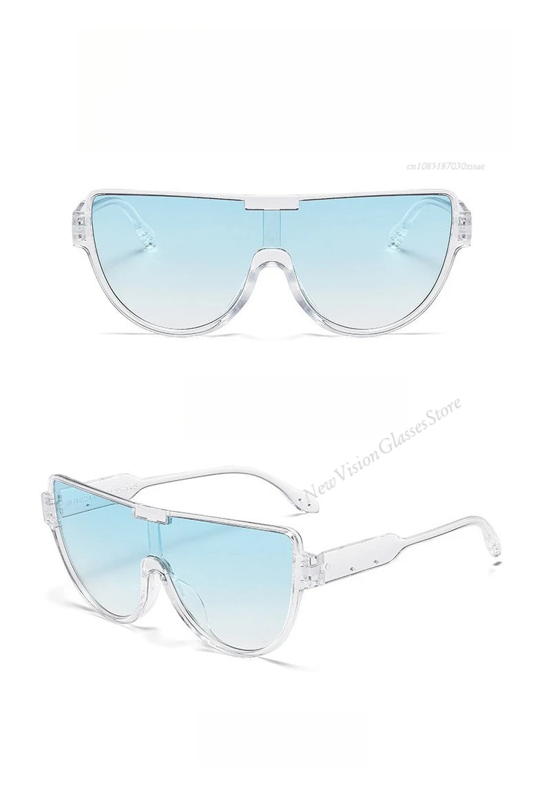 2025 New Design Monoblock Semi-round Sunglasses Designer Half Frame Goggle Shades Outdoor Oversized Sun Glasses for Women & Men