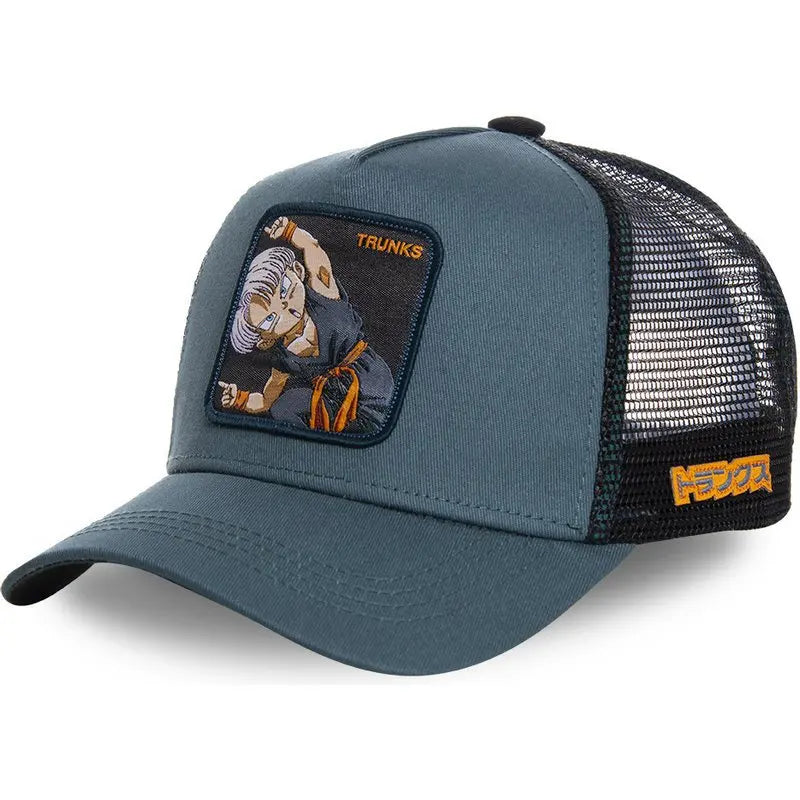 Casquette Dragon Ball Son Goku pour l'été : casquette de voyage à visière, pour homme, brodée, style hip-hop, visière pare-soleil, casquette trucker ajustable en maille