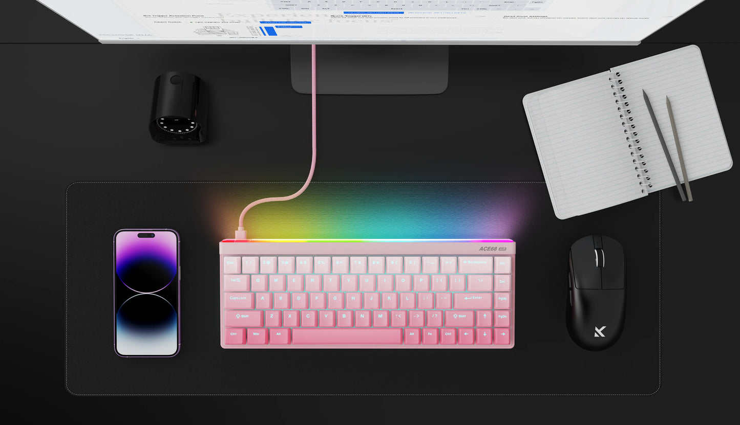 Mchose Ace68 Air Gaming Keyboard Hall Effect 0.001mm Rapid Trigger 8K+256K Polling Rate Dynamic RGB Light Box Magnetic