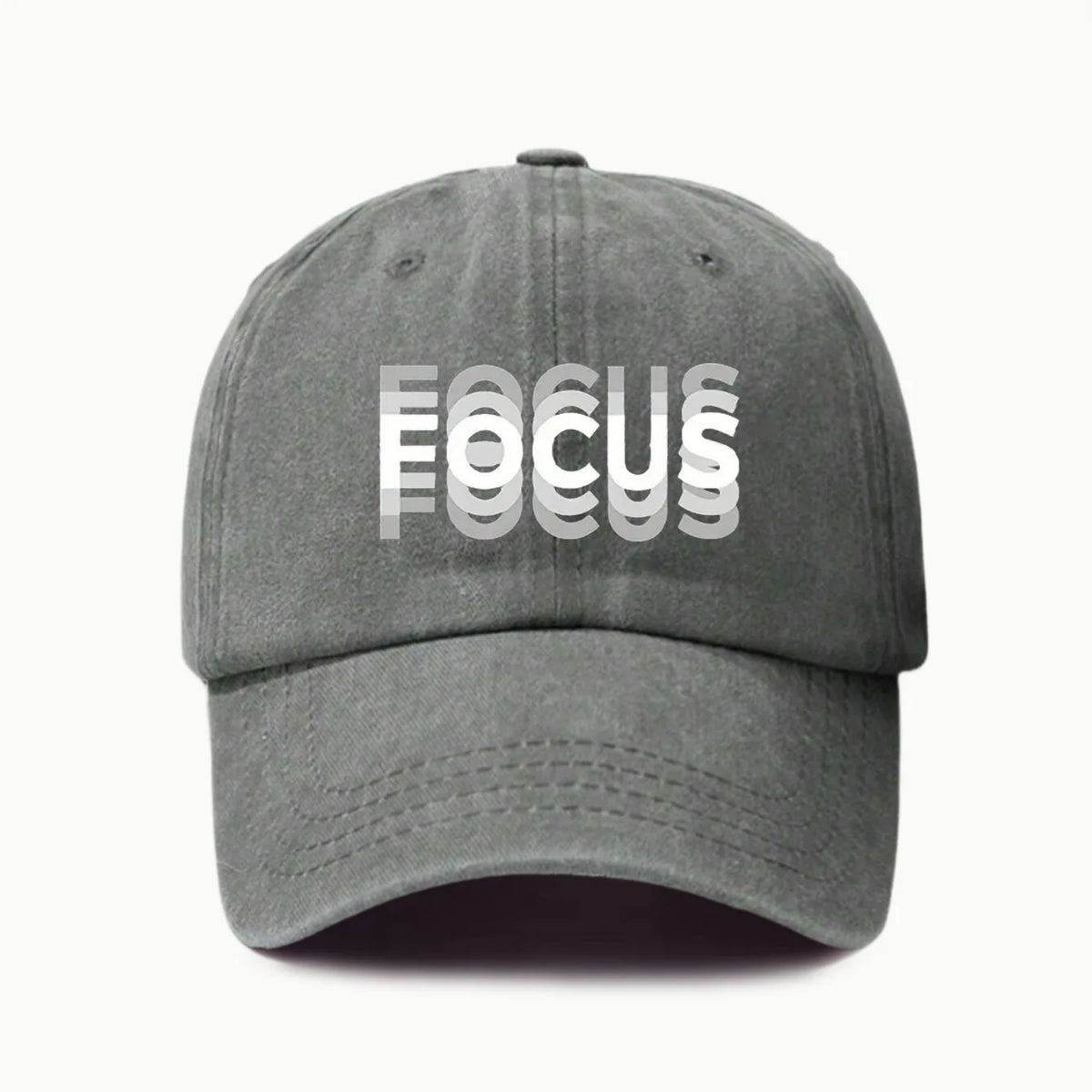 FOCUS – kšiltovka z prané bavlny s potiskem, nastavitelná, klasický styl, sportovní kšiltovka typu „duckbill“ pro muže i ženy
