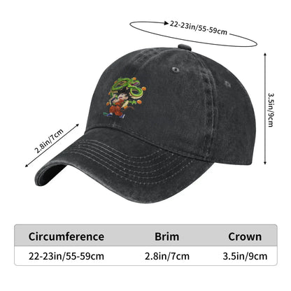 Retro Kamehameha Kid Goku Anime Baseball Caps Unisex Distressed Cotton Headwear Dragon Ball, produit gaming premium Fraquane