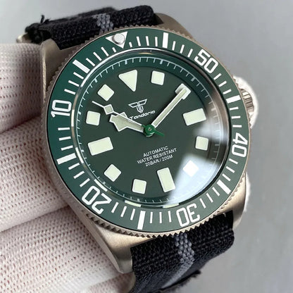 Titanium Case Tandorio 42mm Retro FXD NH35 PT5000 Mechanical Men's Watch Sapphire 200M Diver Watches Luminous Watches for Men