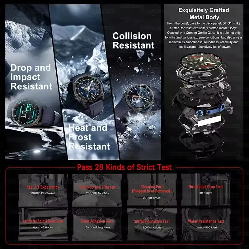 New Outdoor Precise GPS Map GNSS Smart Watch Men 10TM Waterproof 1000mAh Battery 170+Sport Mode Bluetooth Call AMOlED Smartwatch