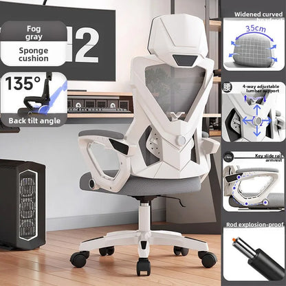 Chaise de bureau ergonomique pivotante à roulettes pour atelier, chaise de gamer relaxante, chaise de bureau à roulettes pour anime