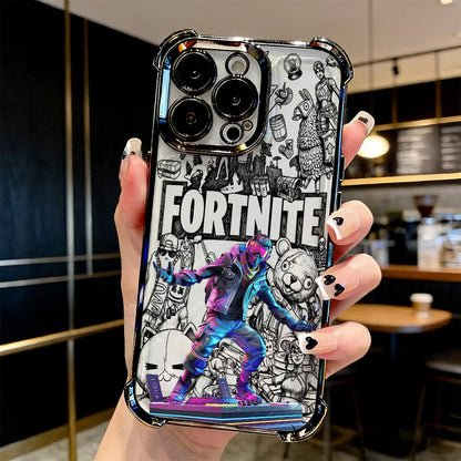Capa de telemóvel FortniteS com acabamento metalizado, para Samsung A37 A57 A07 A36 A16 A35 A55 A25 A26 A05s A15 A54 A34 A24 A14 A05 A04 4G 5G