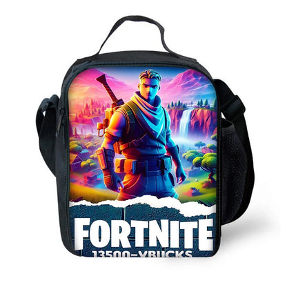Hot Game FortniteS gyermek hőszigetelt, nagy kapacitású táska fiú és lány diákoknak, kültéri piknikhez, újrafelhasználható hőtartó hűtőtáska és uzsonnásdoboz