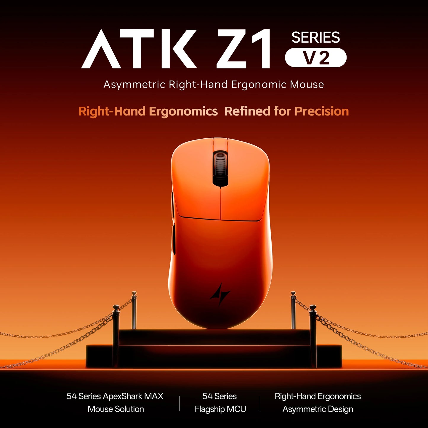 ATK Blazing Sky Z1 V2 Ultimate Ασύρματο Ποντίκι PAW3950 Ultra Dual 8K Gaming Ποντίκι Εργονομικό, Ιδανικό για Μεσαίο έως Μεγάλο Χέρι