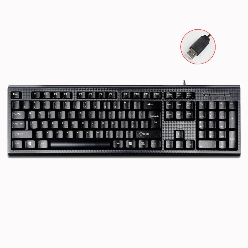 Q9 Einzelne Tastatur USB, quadratischer Anschluss, für Büro und Zuhause, PS2-Rundanschluss, kabelgebunden, für Desktop-Computer