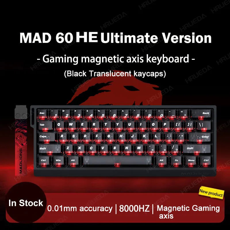 MADLIONS MAD 60/68HE Gaming Magnetic Switch Keyboard, Wired Mechanical Gaming Keyboard with 8K Polling Rate, Rapid Trigger, Hot Swappable RGB 61/68 Keys