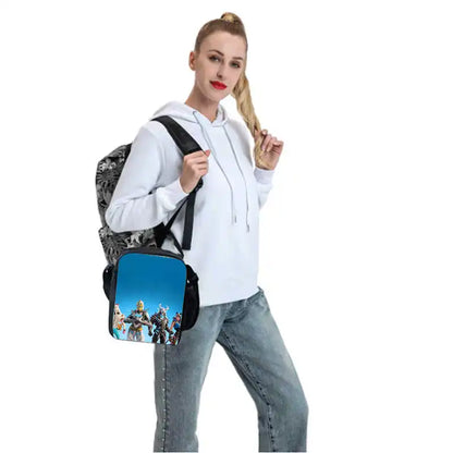 Lunch-Taschen für Kinder, Cartoon-Fortnite-Schul- und Picknicktaschen für Mädchen und Jungen, isolierte Kühltaschen für Kinder, tragbar und leicht