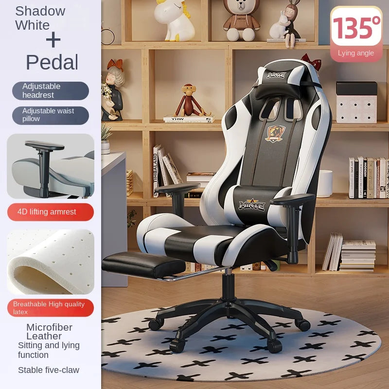 Modern Ergonomic Computer Office Chair with Footrest, Adjustable Height, Swivel Executive Desk Chair, Reclining Gaming Chair for Home & Study