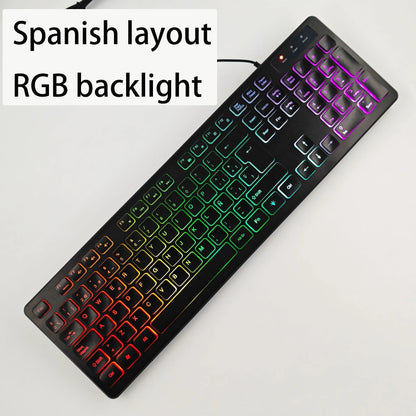 Spanish/French（AZERT）/Russian/Arabic/German keyboard layout Backlit wired Desktop Gaming Keyboard For Desktop Computer office