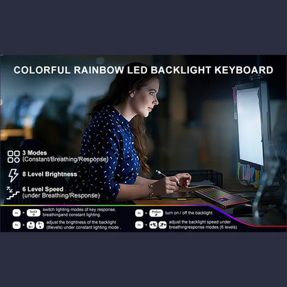 New Wired Light Backlit RGB Mute Keyboard  Desktop Notebook Home Business For Office Ultra Thin USB office home