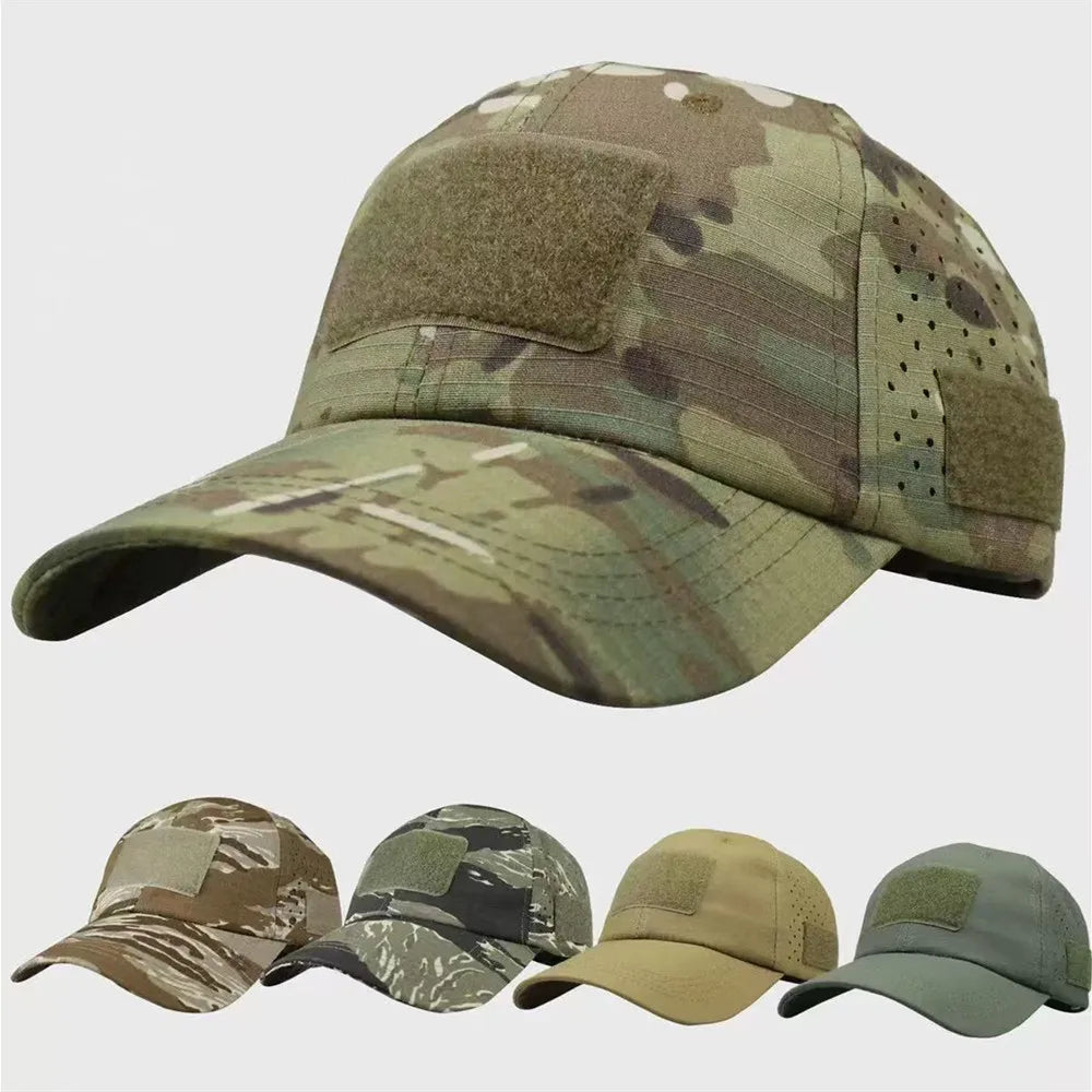 1pcs New Men Camouflage Baseball Cap Breathable Sunscreen Hat Outdoor Sports Hunting Hiking Camping Beach Fishing Sun Hat