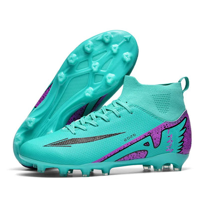 Nouvelles chaussures de football pour hommes, chaussures de football en salle de haute qualité, chaussures de sport, futsal, cheville haute, antidérapantes, ultralégères, antidérapantes pour l'extérieur