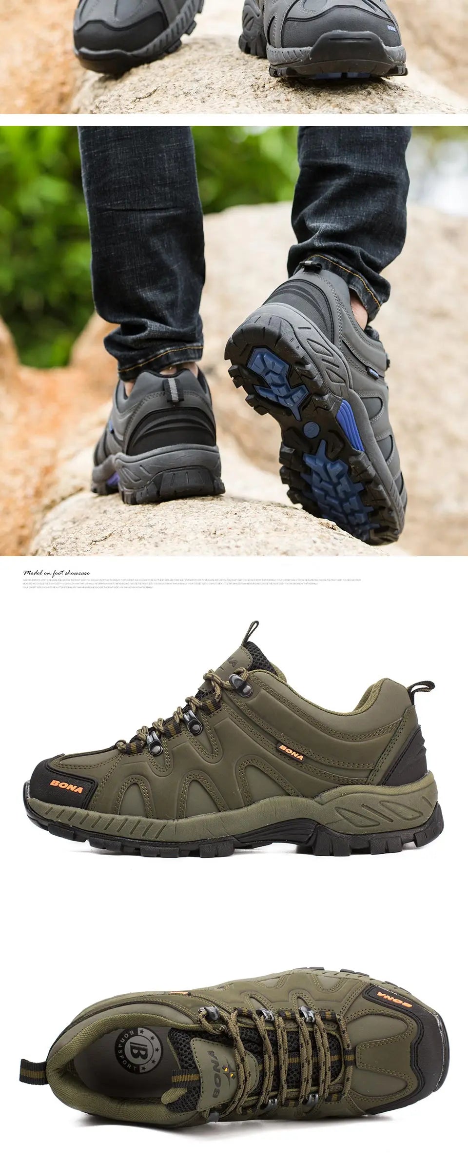 BONA Neuheit Klassischer Stil Herren-Wanderschuhe zum Schnüren Herren-Sportschuhe Outdoor-Jogging Trekking-Sneaker