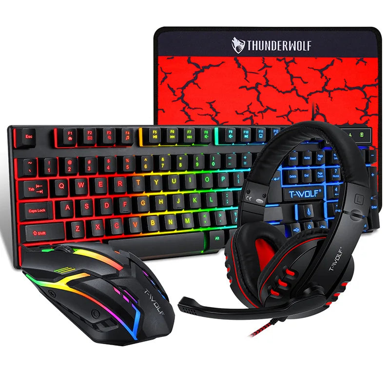 Spanish Keyboard with Ñ Russian Keyboard ISO 100% Layout 104 Keys Spanish Russian Gaming Keyboard Mouse Kit Backlight Wired T20