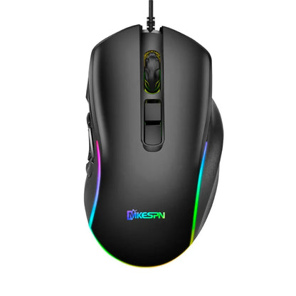Vezetékes gamer irodai egér 7200DPI RGB háttérvilágítással, 6 állítható DPI-szinttel/10 programozható gombbal/asztalra visszalépő gombbal