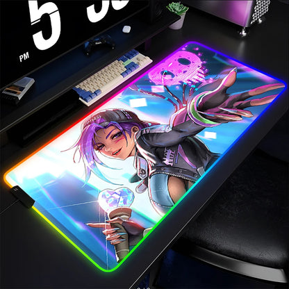 Gamer-Mauspad, Tastaturunterlage, Overwatch Sombra Schreibtisch-Mausmatte, LED-Teppich, Gummi, Gaming-Mauspad RGB, Notebook, Kawaii-Mousepad
